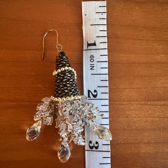 Crystal and beaded earrings. For pierced ears. - Picture 5 of 6